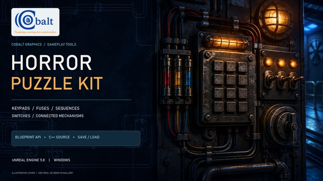 Cobalt Horror Puzzle Kit | Keypads, Fuses, Sequences & Connected Doors — Cobalt Game Assets