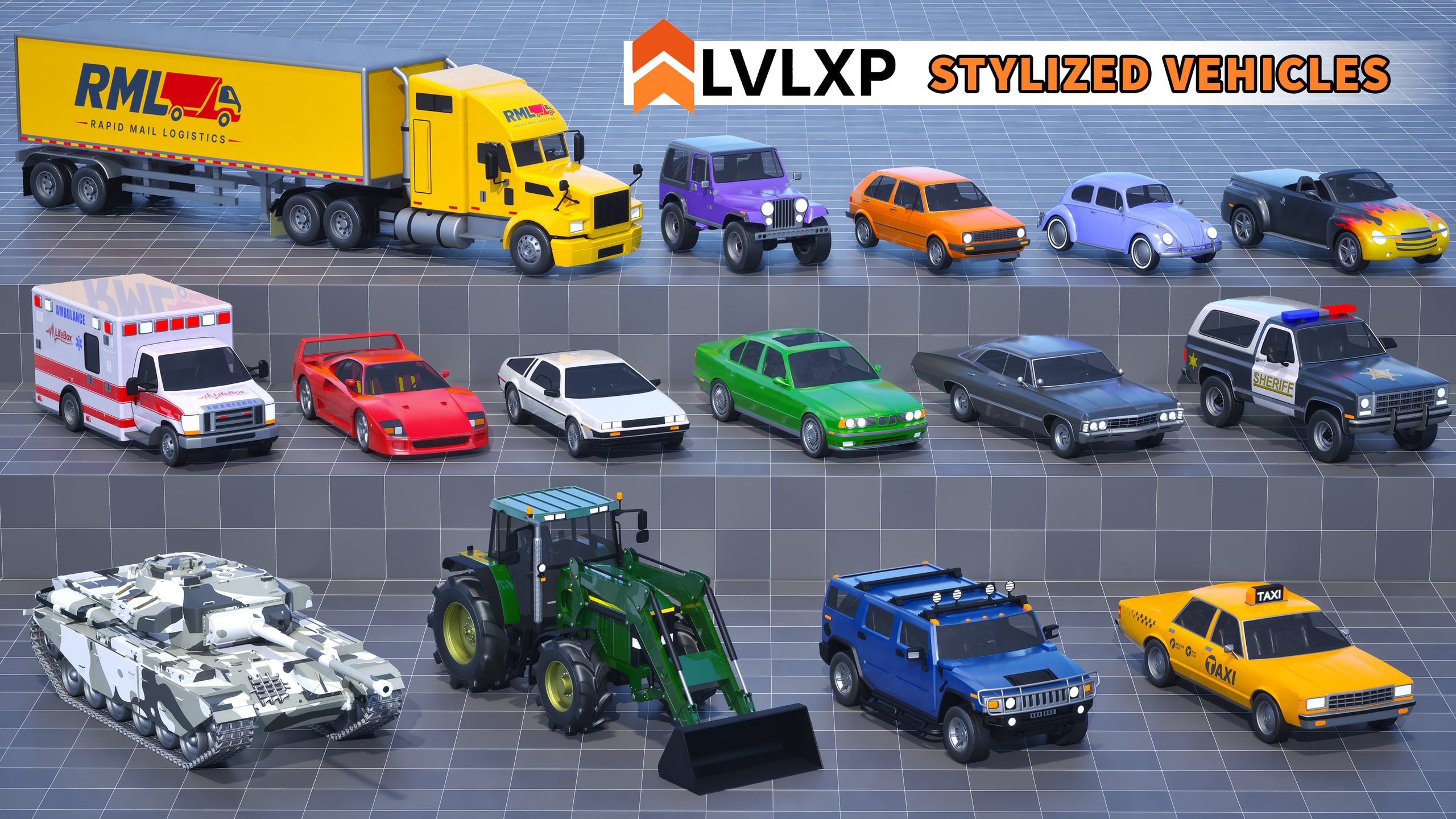 Media 1 for listing Stylized Drivable Vehicles - Mega Pack 2