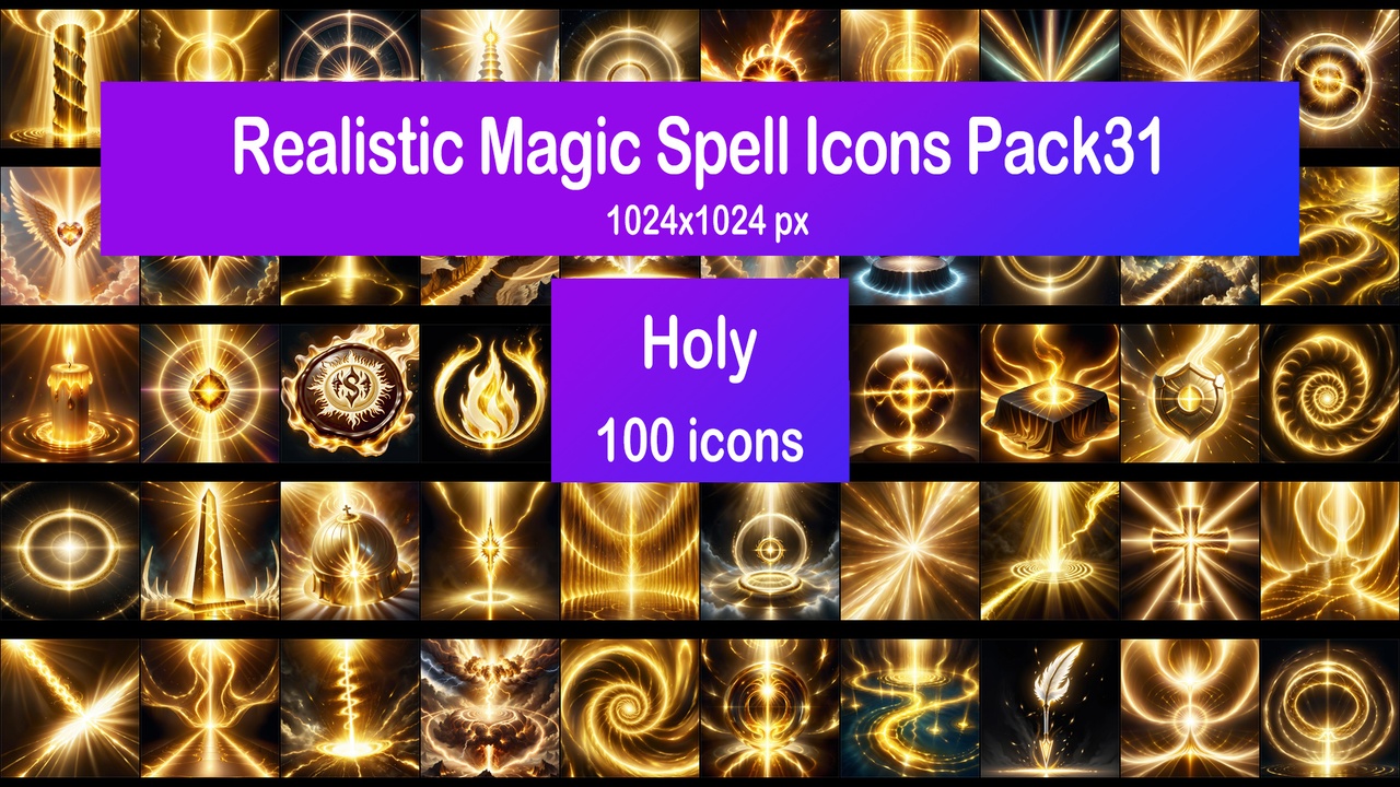 Media 1 for listing Realistic Magic Spell Icons Pack31 - Holy