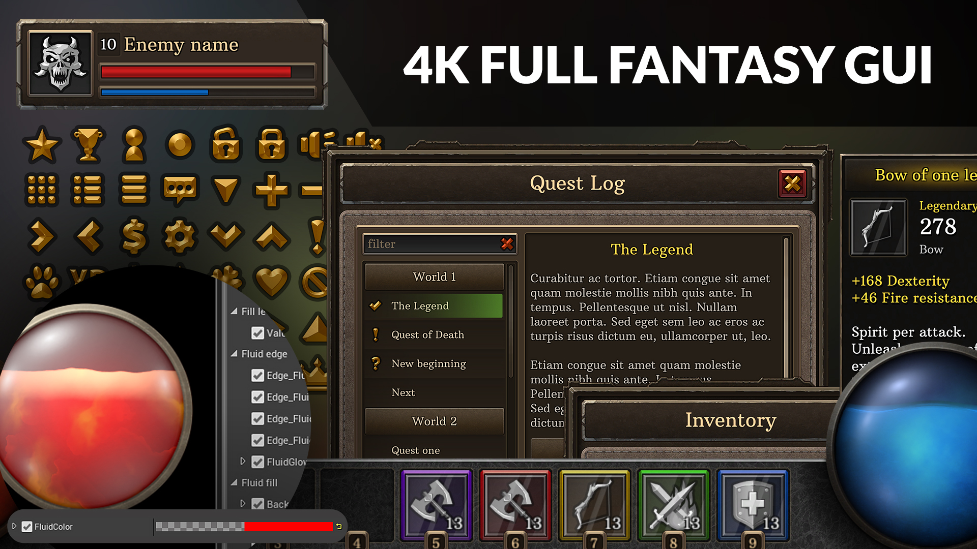 Fantasy Gui Minecraft 4k Full Fantasy GUI / UI + 524 png + 186 widget blueprints | Fab