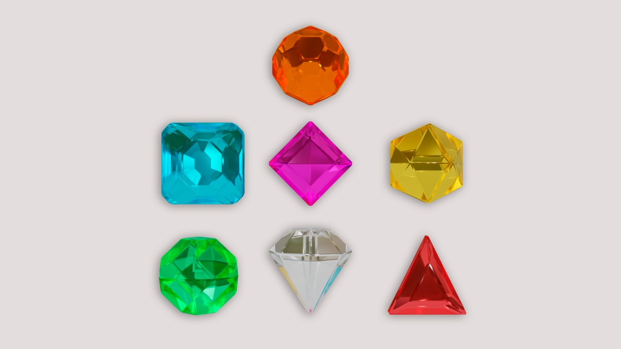 Media 1 for listing Stylized Gem Pack 7 Unique Crystal Models