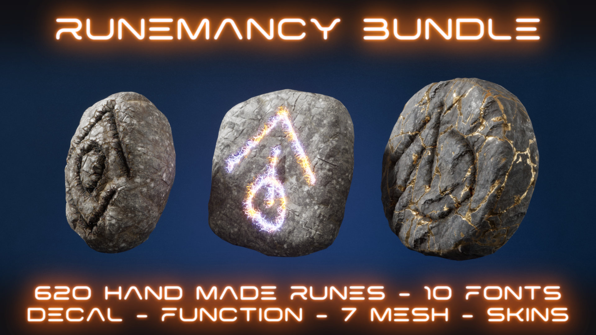 Runex Shape 620 HandMade Runes Bundle with Fonts, Meshes, skins, triplanar ...