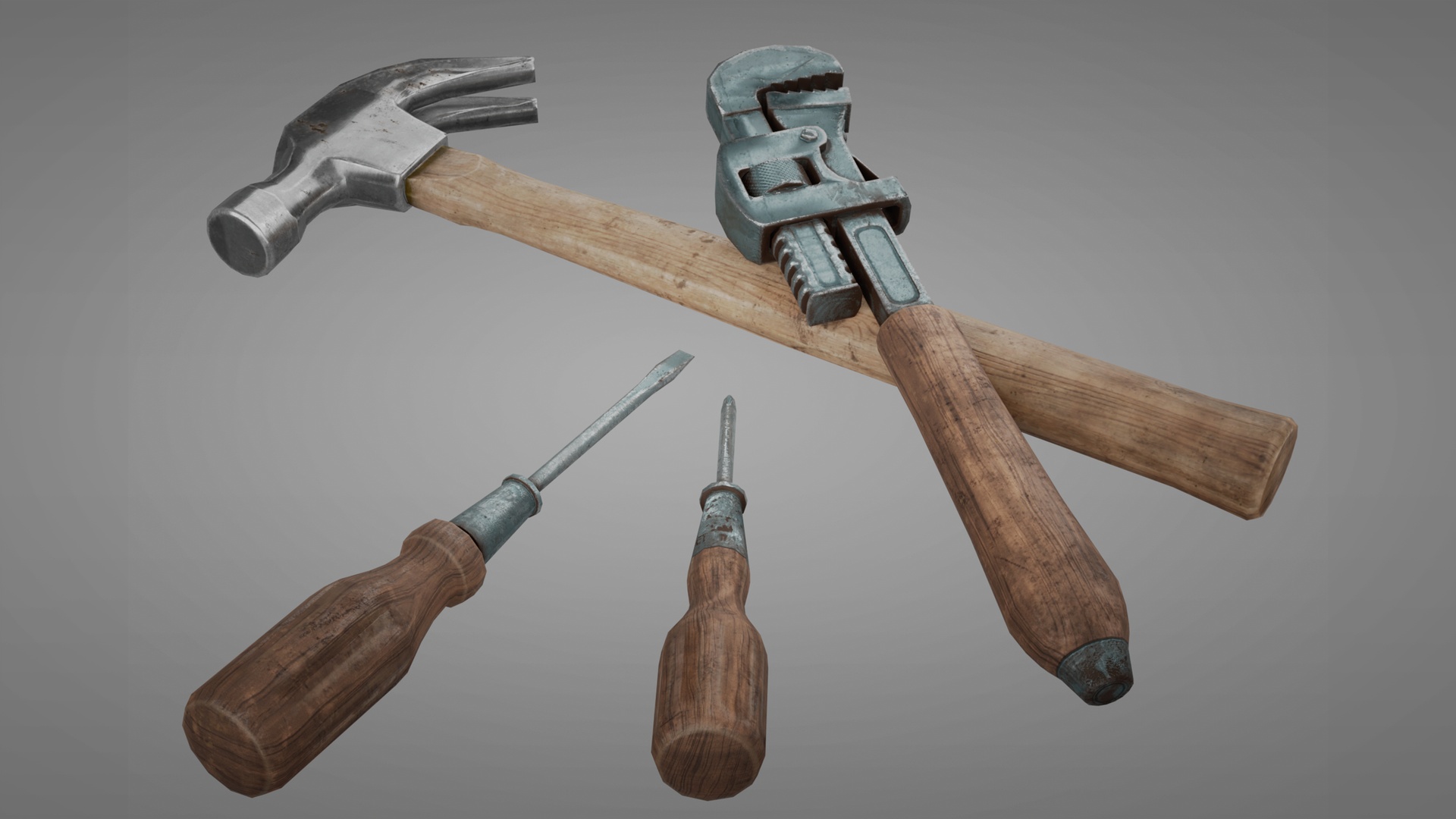 Media 1 for listing Vintage Hand Tools Pack - Low-poly 3D model bundle
