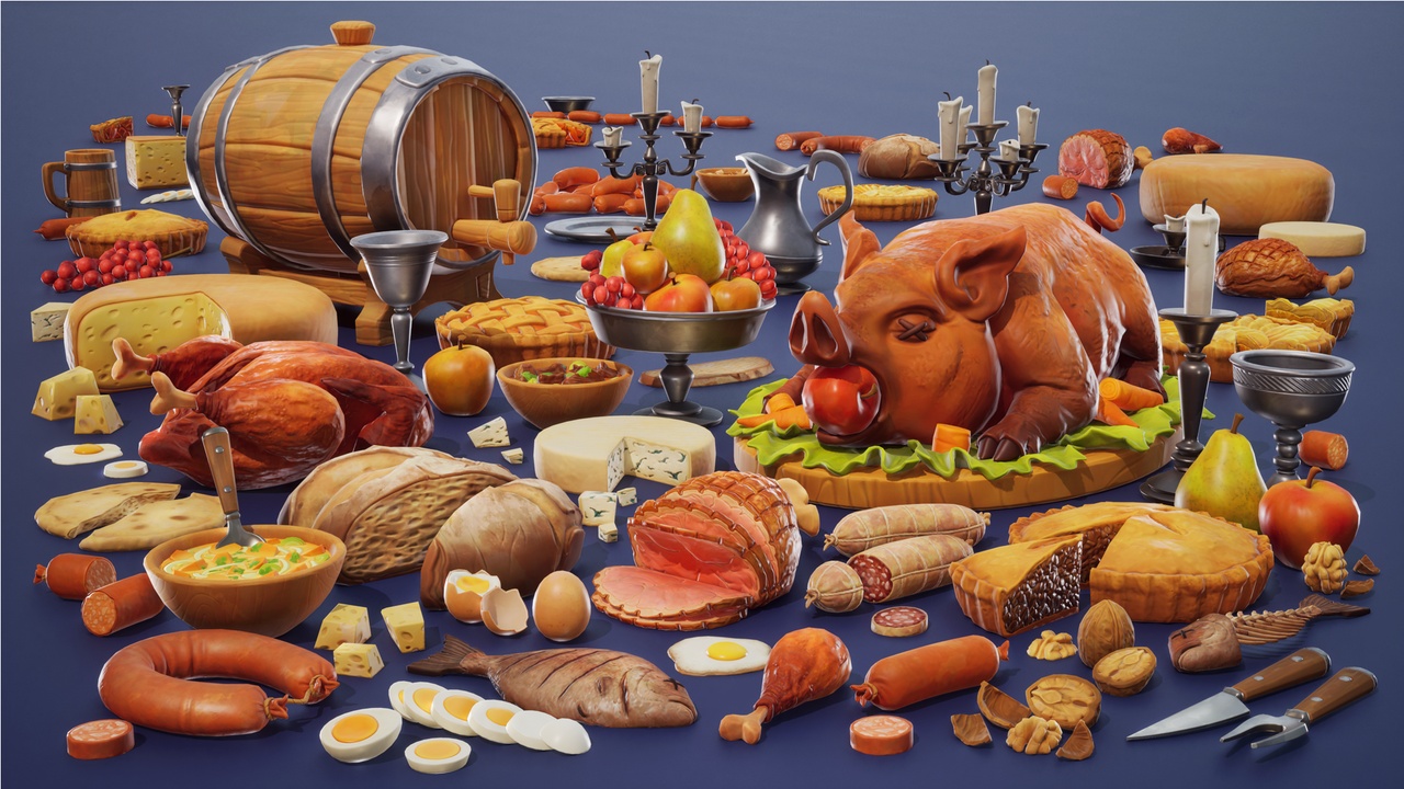 商品 Stylized Food: Medieval Feast / Banquet - Unreal Engine 的媒体 1