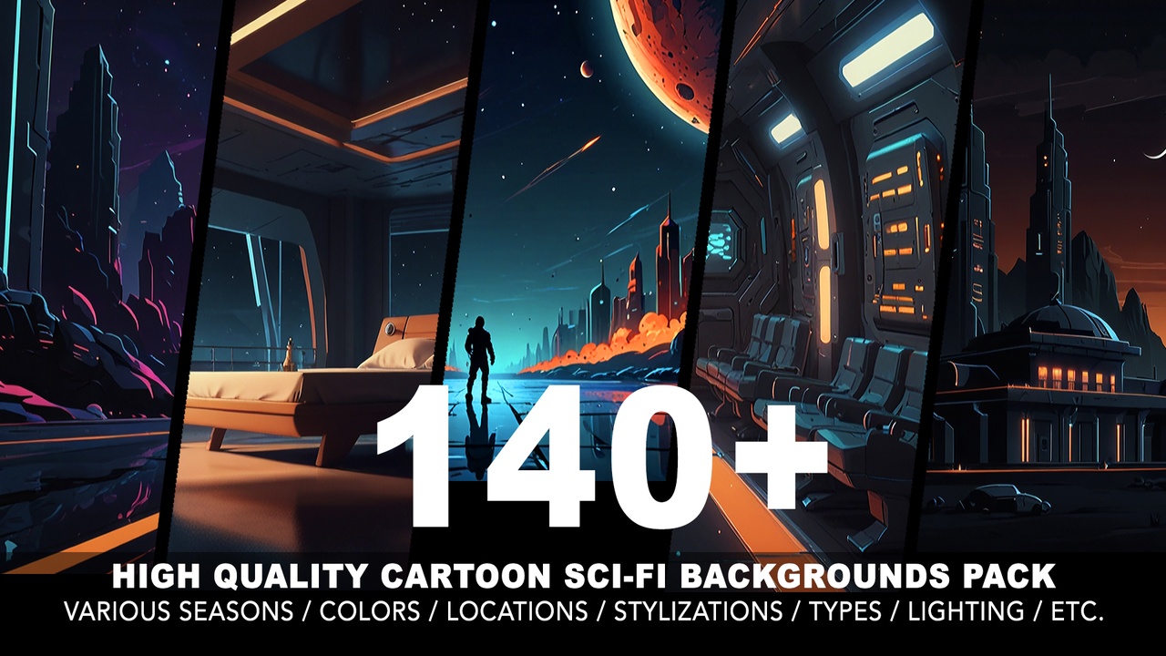 Media 1 for listing 140+ SCI-FI BACKGROUNDS