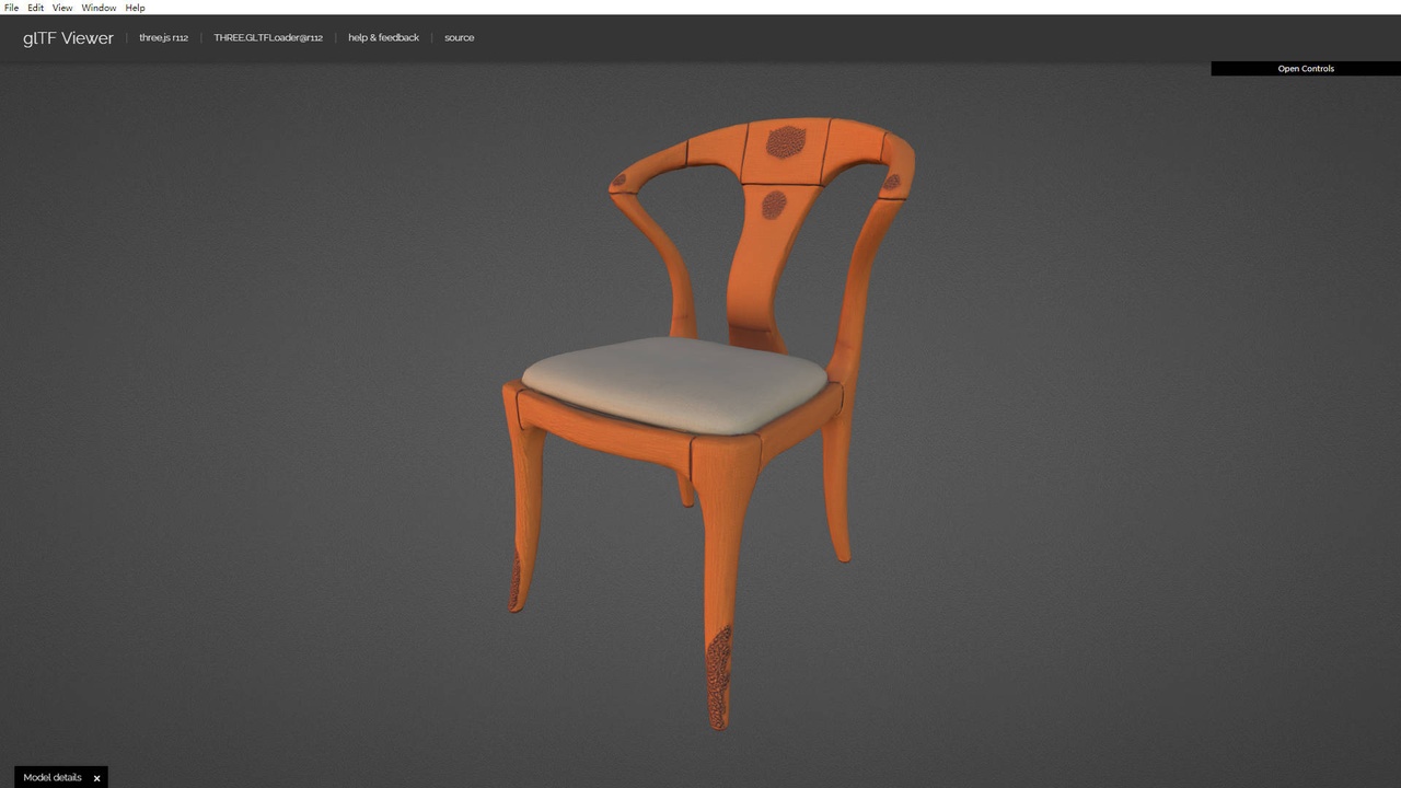 Media 1 for listing Modern Wooden Dining Chair Fabric Cushion Stylized Furniture 3D Model