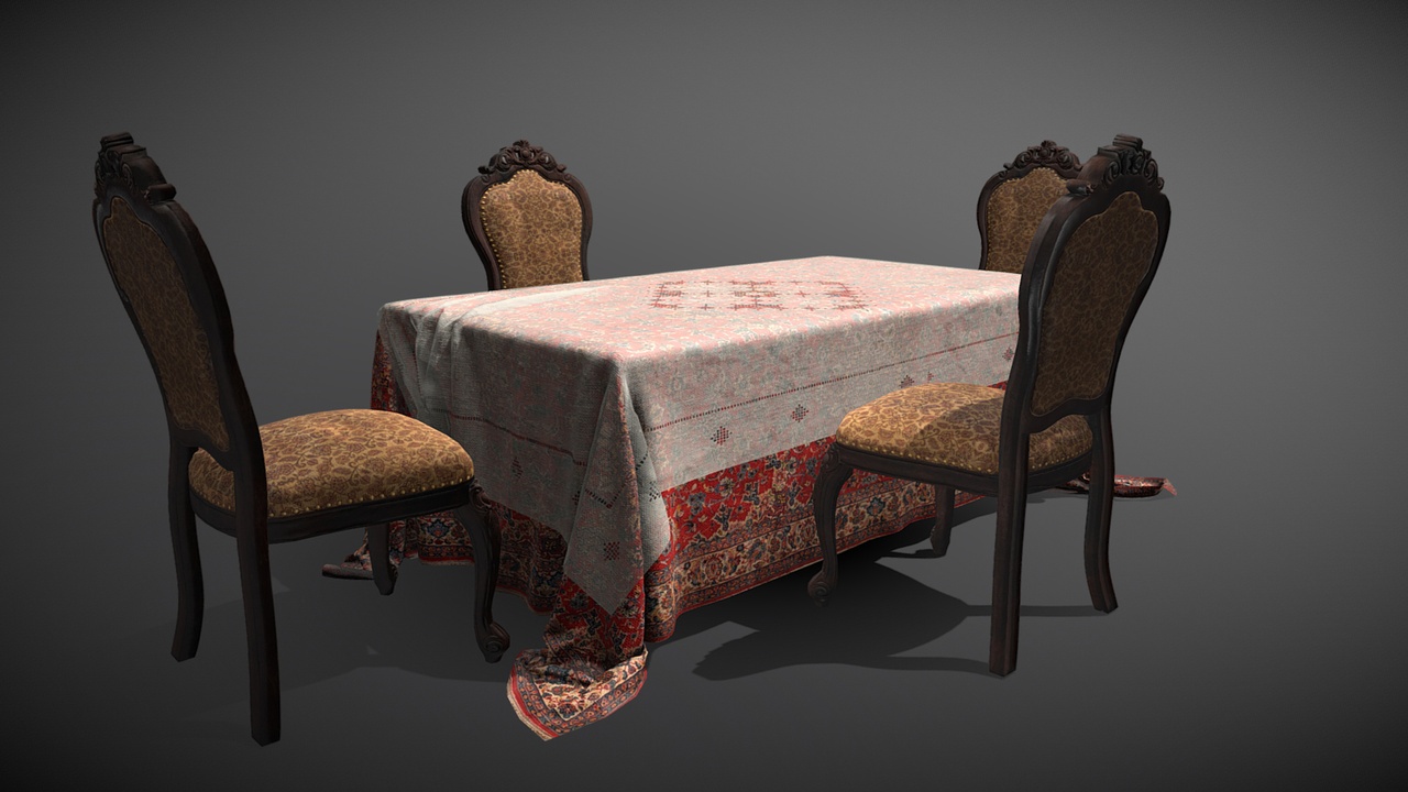 Media 1 for listing Table and Chair Low-poly 3D model