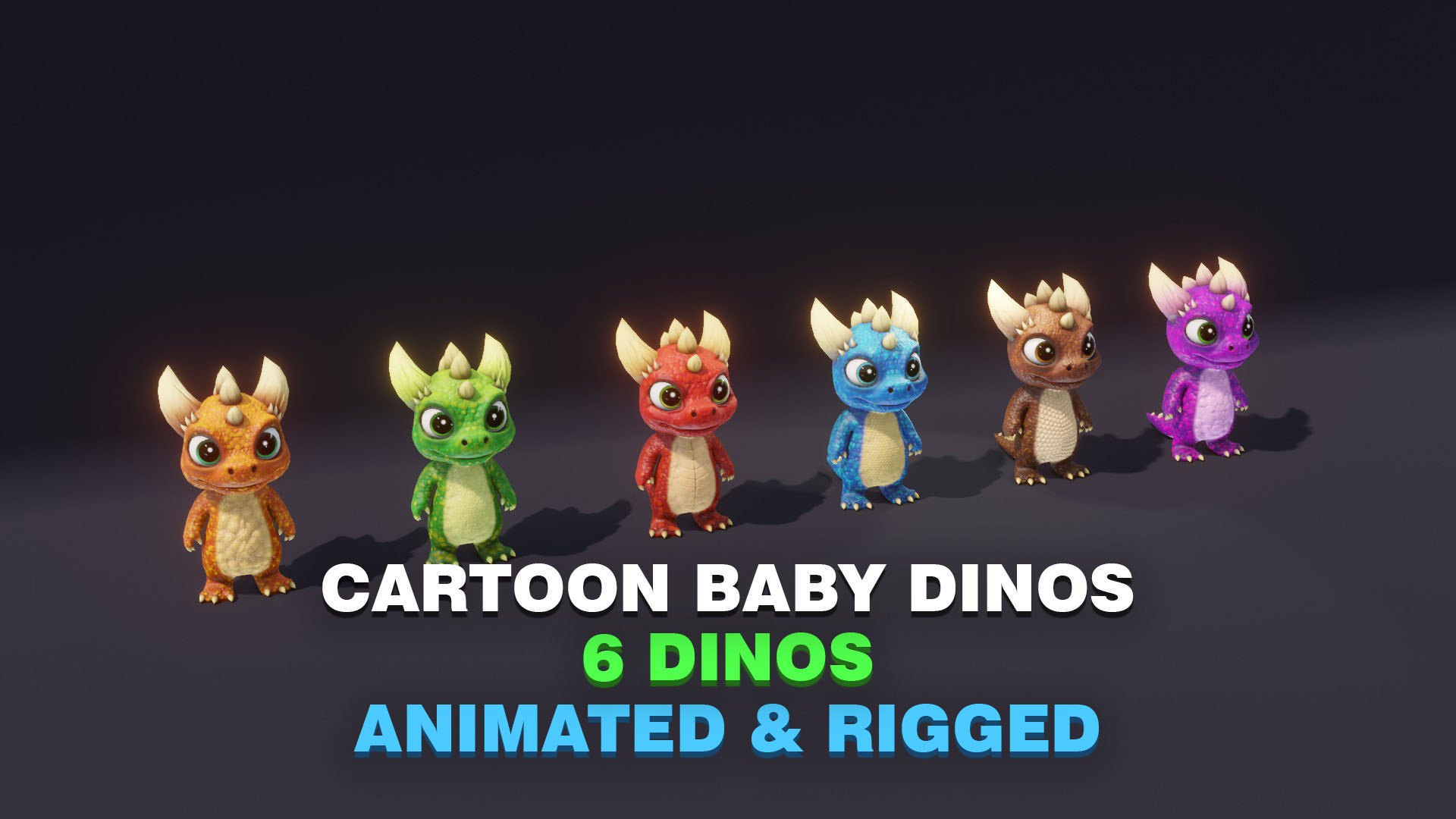 Cute Cartoon Dinosaurs Pack – Fully Rigged & Animated 3D Characters | Fab
