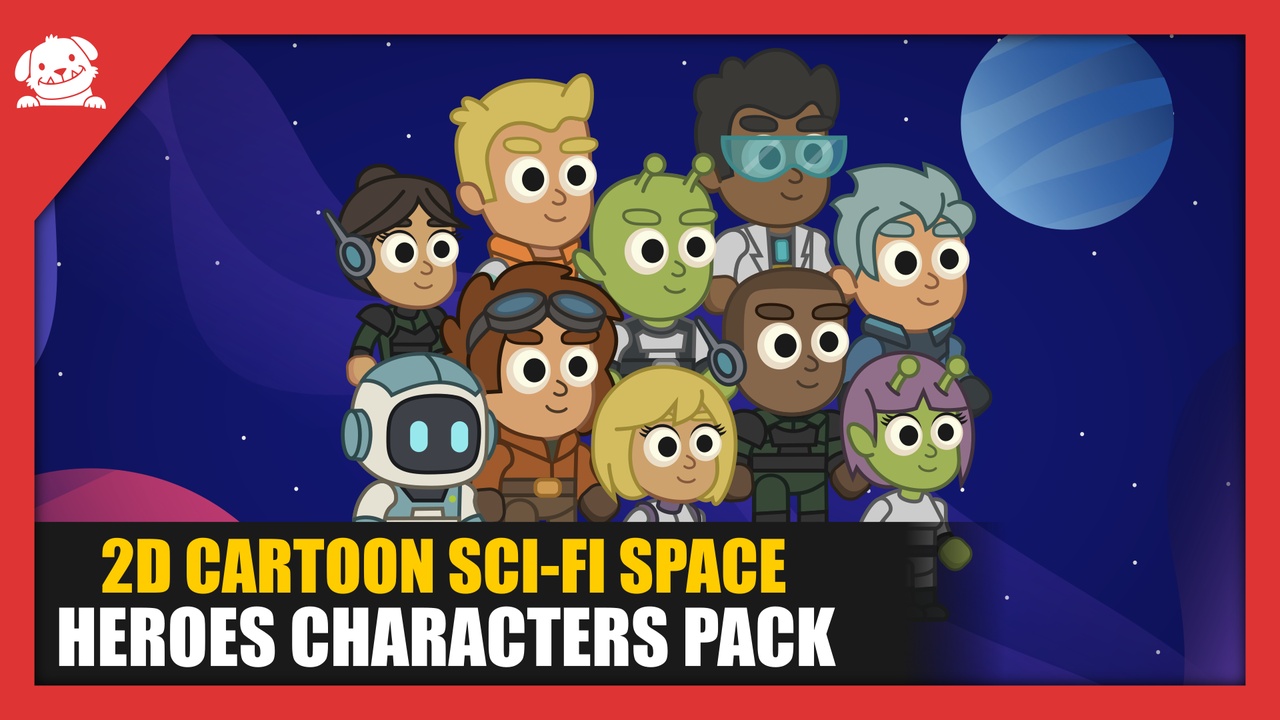 Media 1 for listing 2D Cartoon Sci-Fi Space Heroes Characters