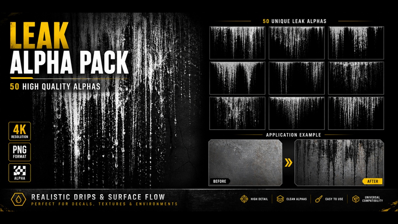 Media 1 for listing 50 Pieces - Leak Overlay Alpha/Decal/Mask Pack Vol 01