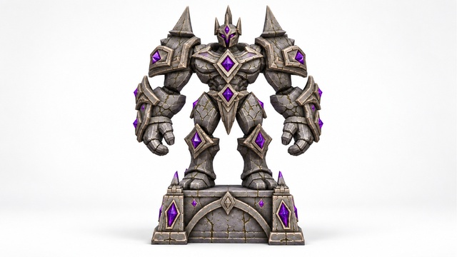 Fantasy Gothic Arcane Golem Statue preview on Fab