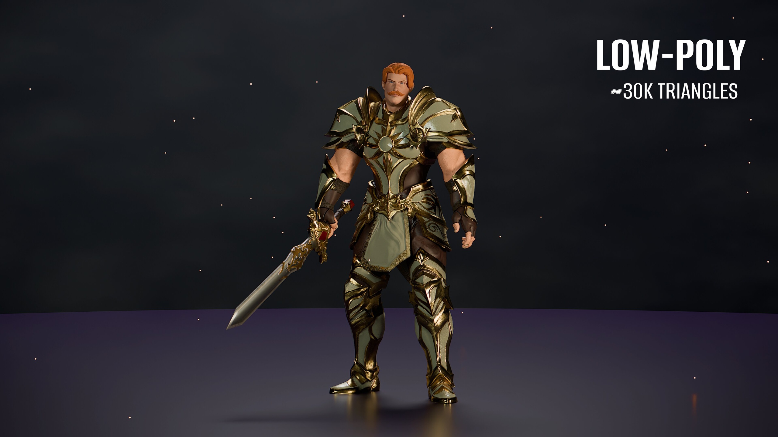 Media 1 for listing Paladin Warrior - Stylized Fantasy Character (Epic Skeleton, 3 Variations)