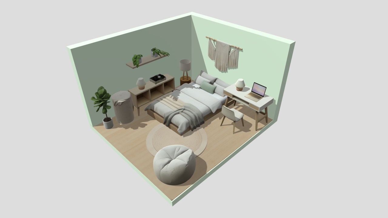 Media 1 for listing Cozy Aesthetic Isometric Bedroom
