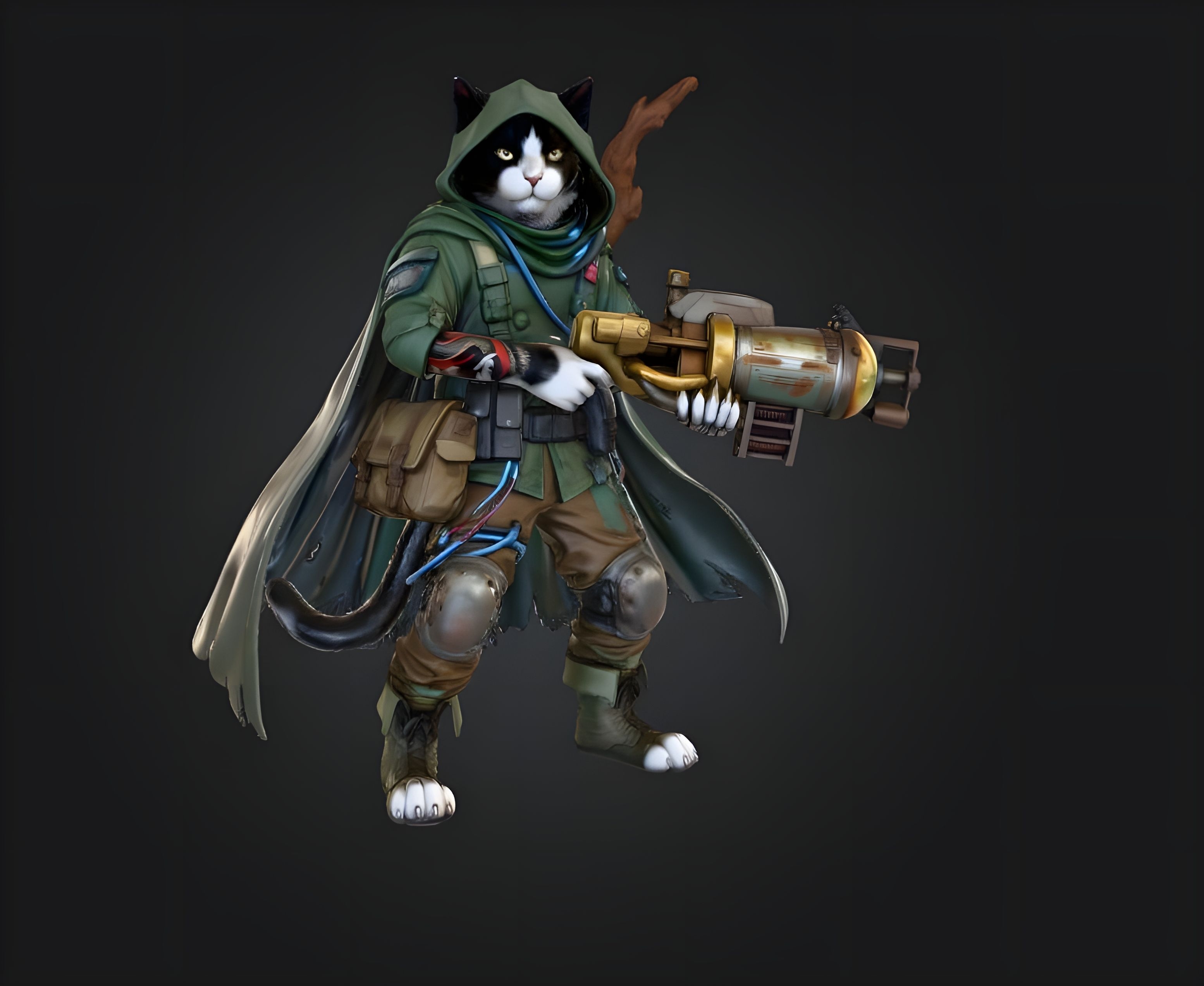 Post-Apocalyptic Commando Cat - Cyberpunk Wasteland Miniature | Fab