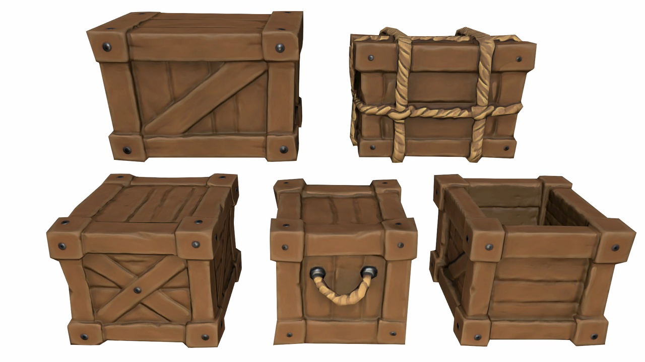Media 1 for listing Stylized Fantasy RPG Crates Boxes Storage Containers
