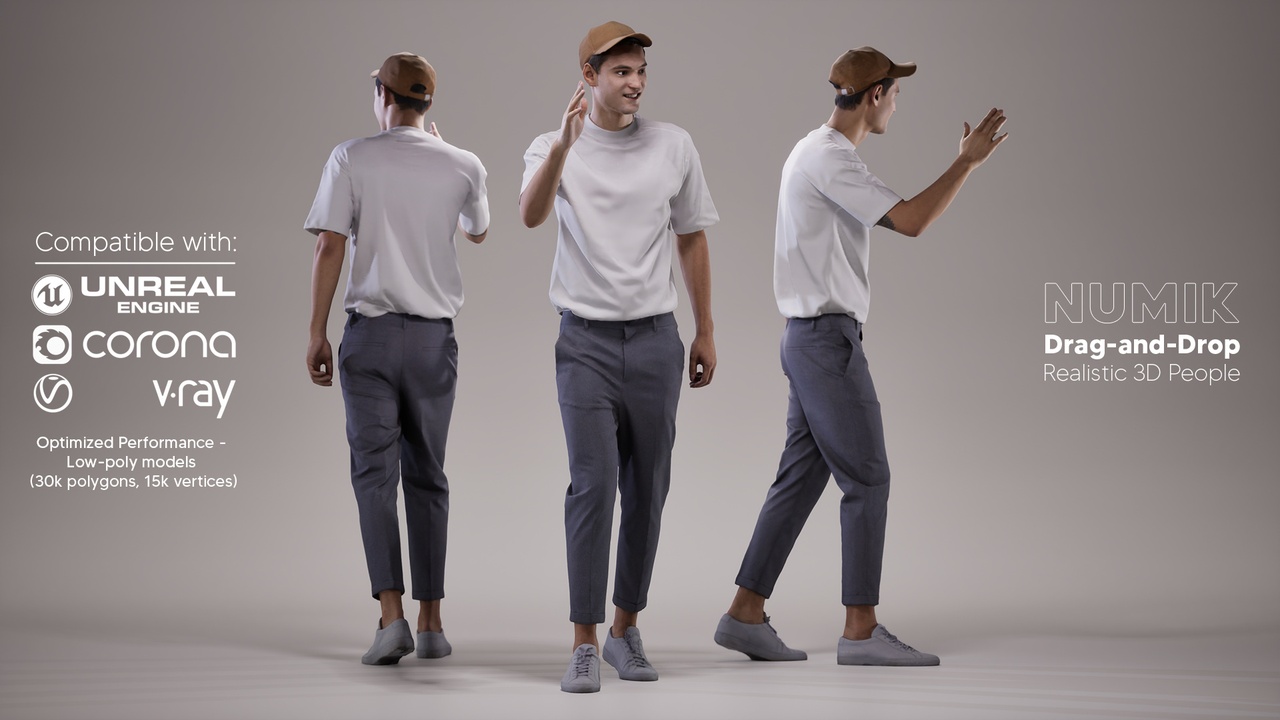 Media 1 for listing Ivan 1310 3D People Man Casual Standing Waving