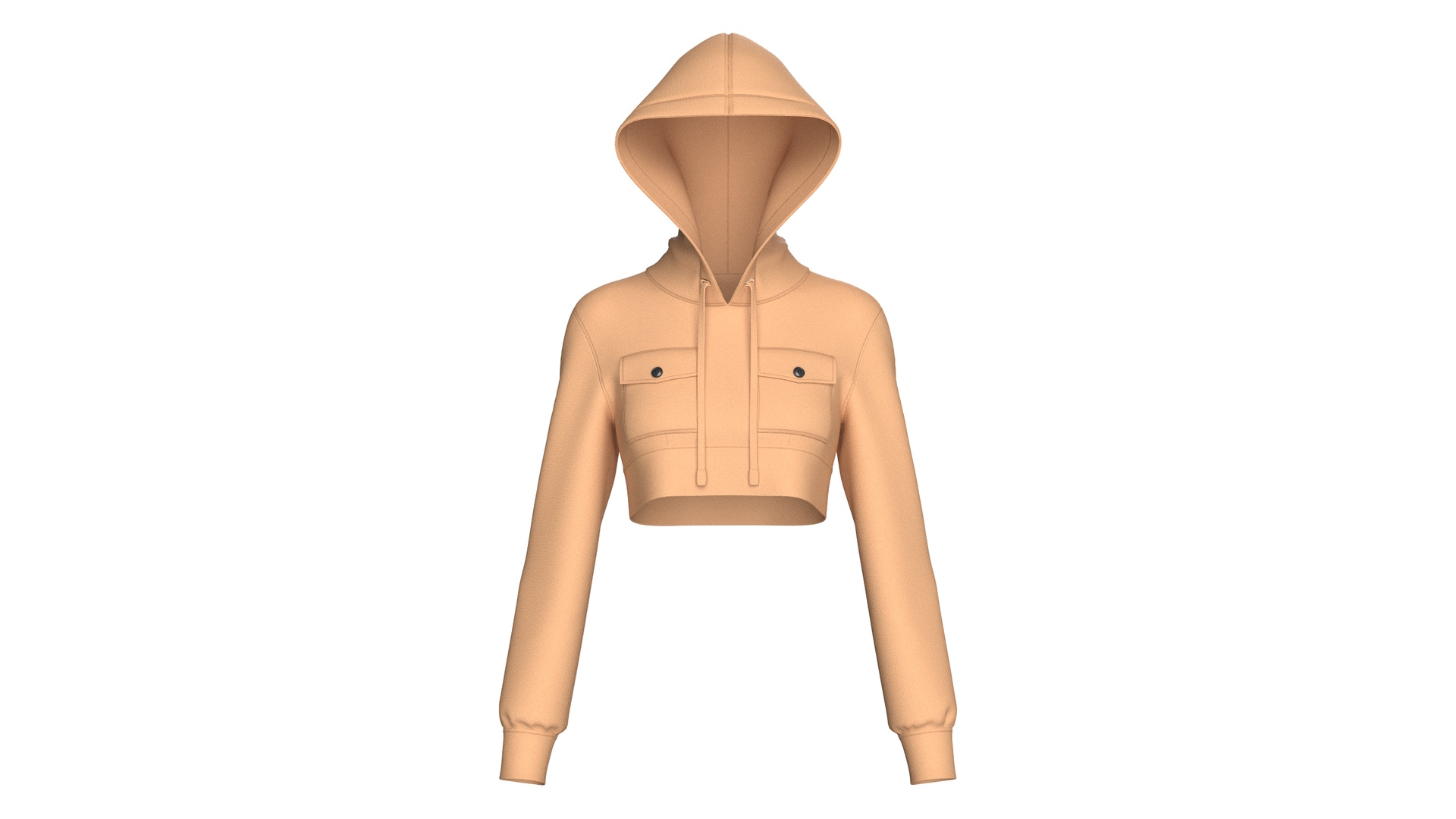 Media 1 for listing Girls Double Flap - Pocket Cropped Hoodie | High Poly