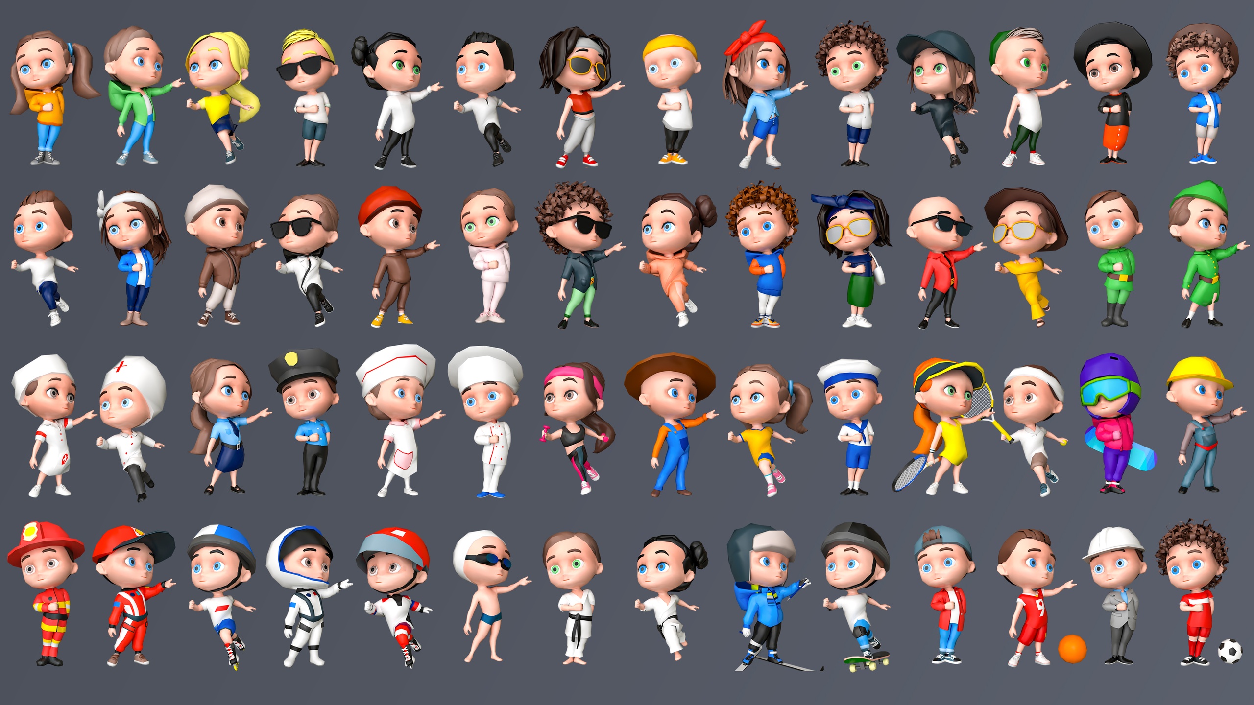 Media 1 for listing Kids Characters - Low Poly Asset Pack by ithappy