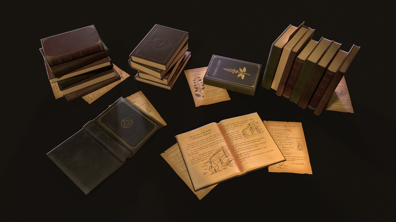 Media 1 for listing Old Books Pack – Low Poly PBR