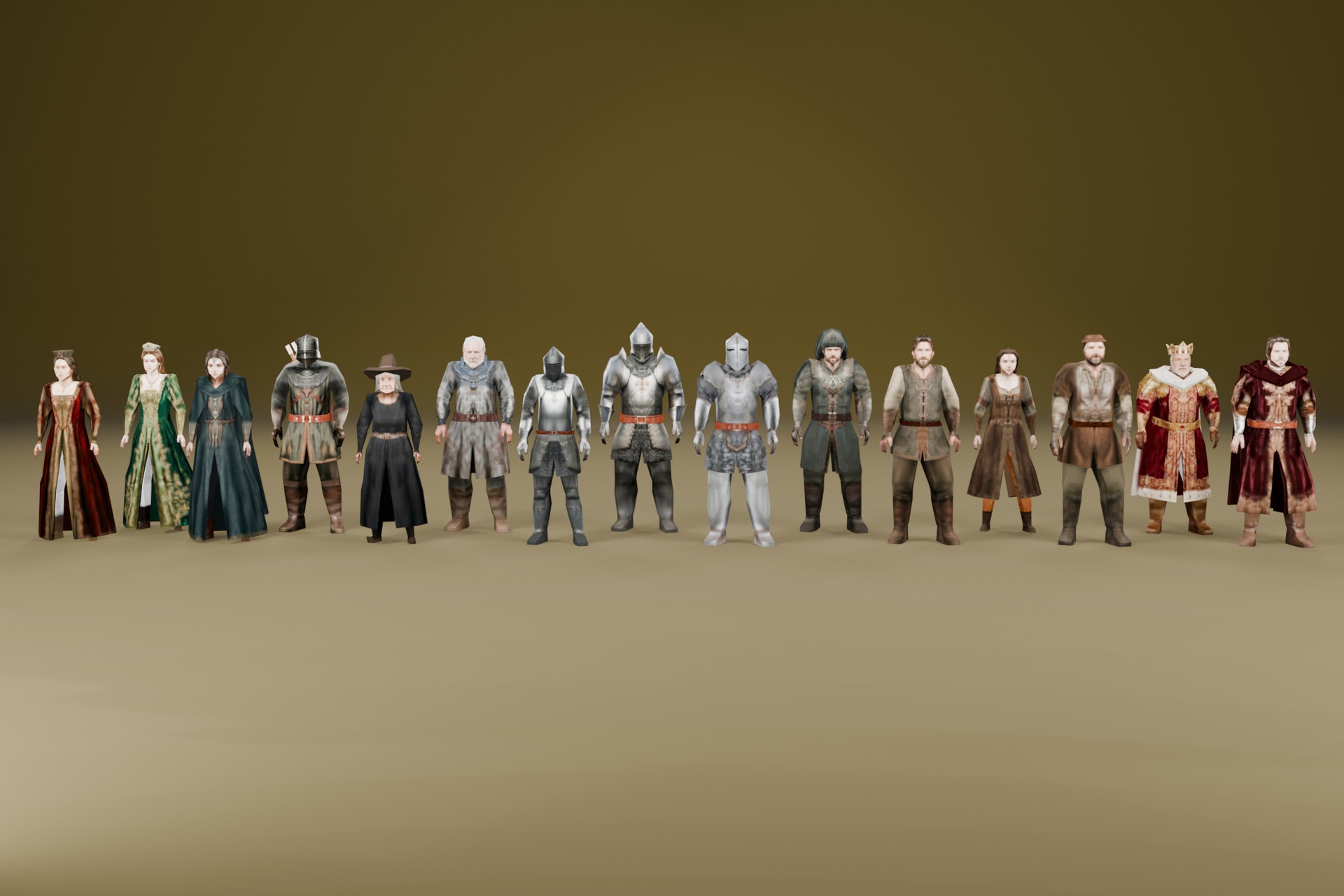 Media 1 for listing Low Poly Medieval Europe Complete Pack - 15 Characters