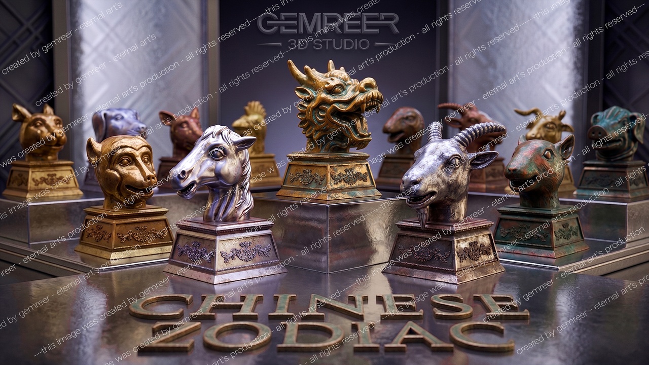 Media 1 for listing Chinese Zodiac 3D Print Pack (12 Busts and Pedestals)