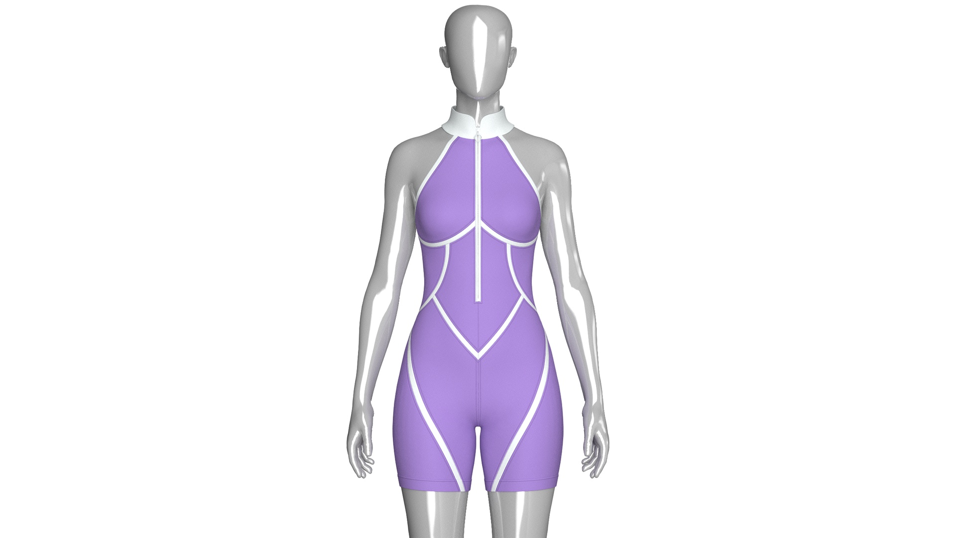 Media 1 for listing Girls Sleeveless Bodysuit With Contour Piping | High Poly