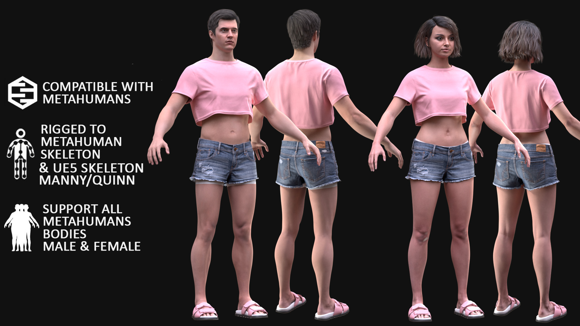 Summer Outfit Metahuman 3D model 3 - MH & UE5 Skeletons - Rigged | Fab