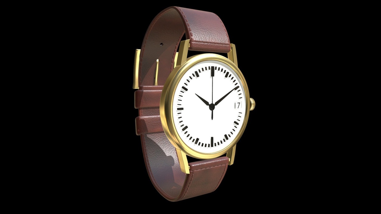 Media 1 for listing Wrist watch with leather watchstrap 2