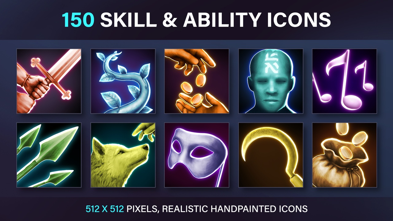 Media 1 for listing Skill And Ability Icons For Fantasy And Medieval RPG Games