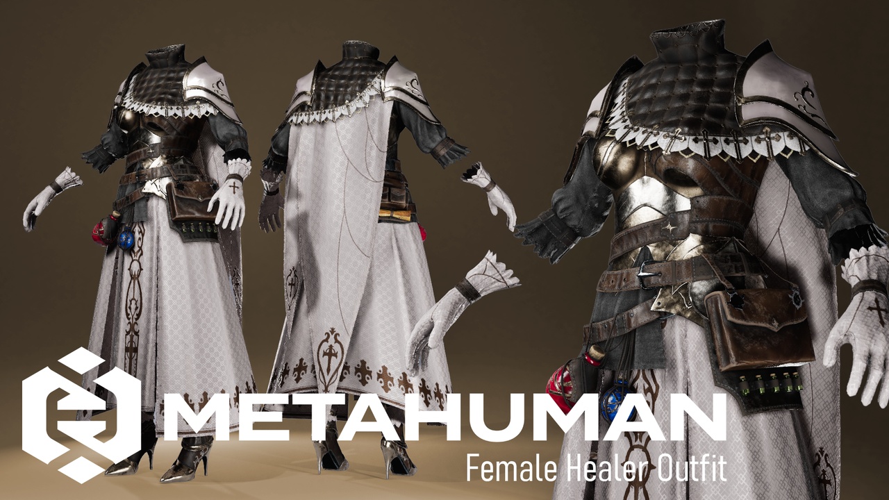 Media 1 for listing MHC: Female Healer Long Dress | Metahuman Outfit