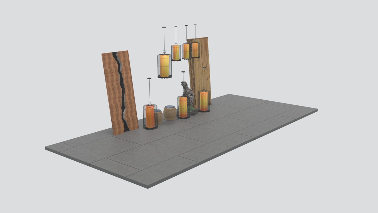 Media 1 for listing Japanese Zen Garden Stone Lantern Bamboo Water Feature 3D Model