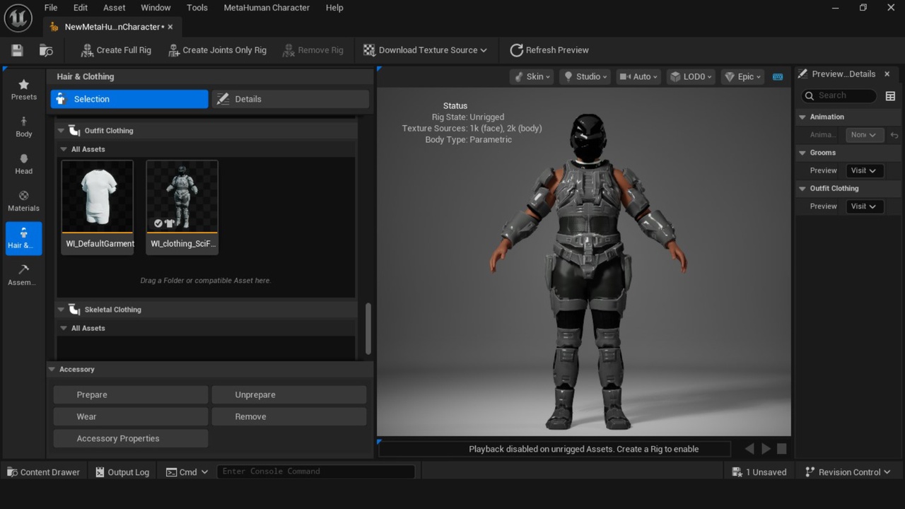 Media 1 for listing Metahuman Sci-Fi Soldier Outfit