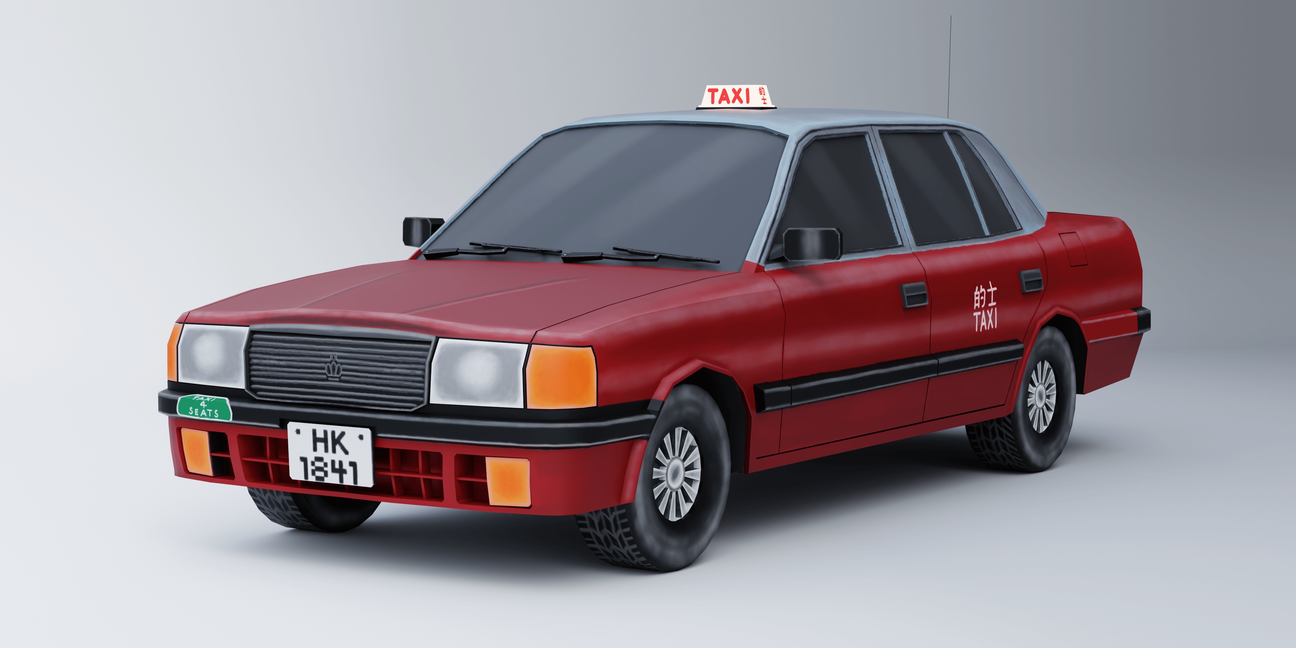 Media 1 for listing Hong Kong Taxi Low Poly Hand Painted