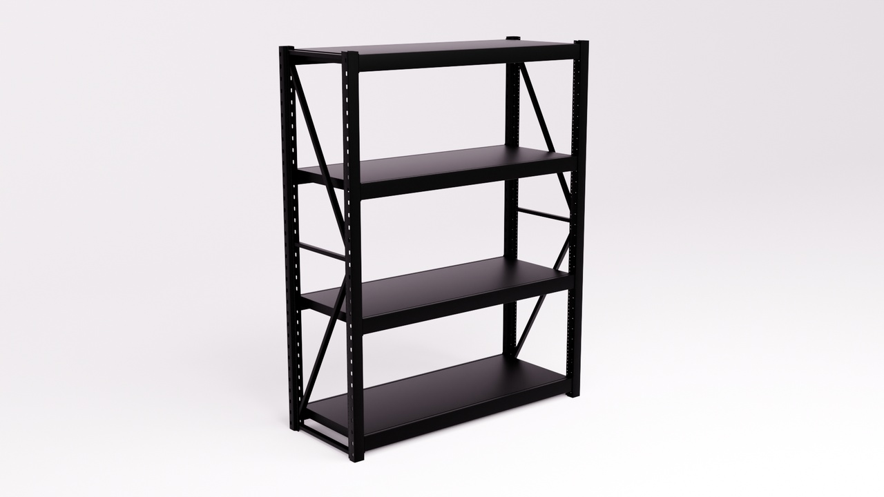 Media 1 for listing Industrial Steel Shelving Rack – Modular Storage Unit (Black Metal)
