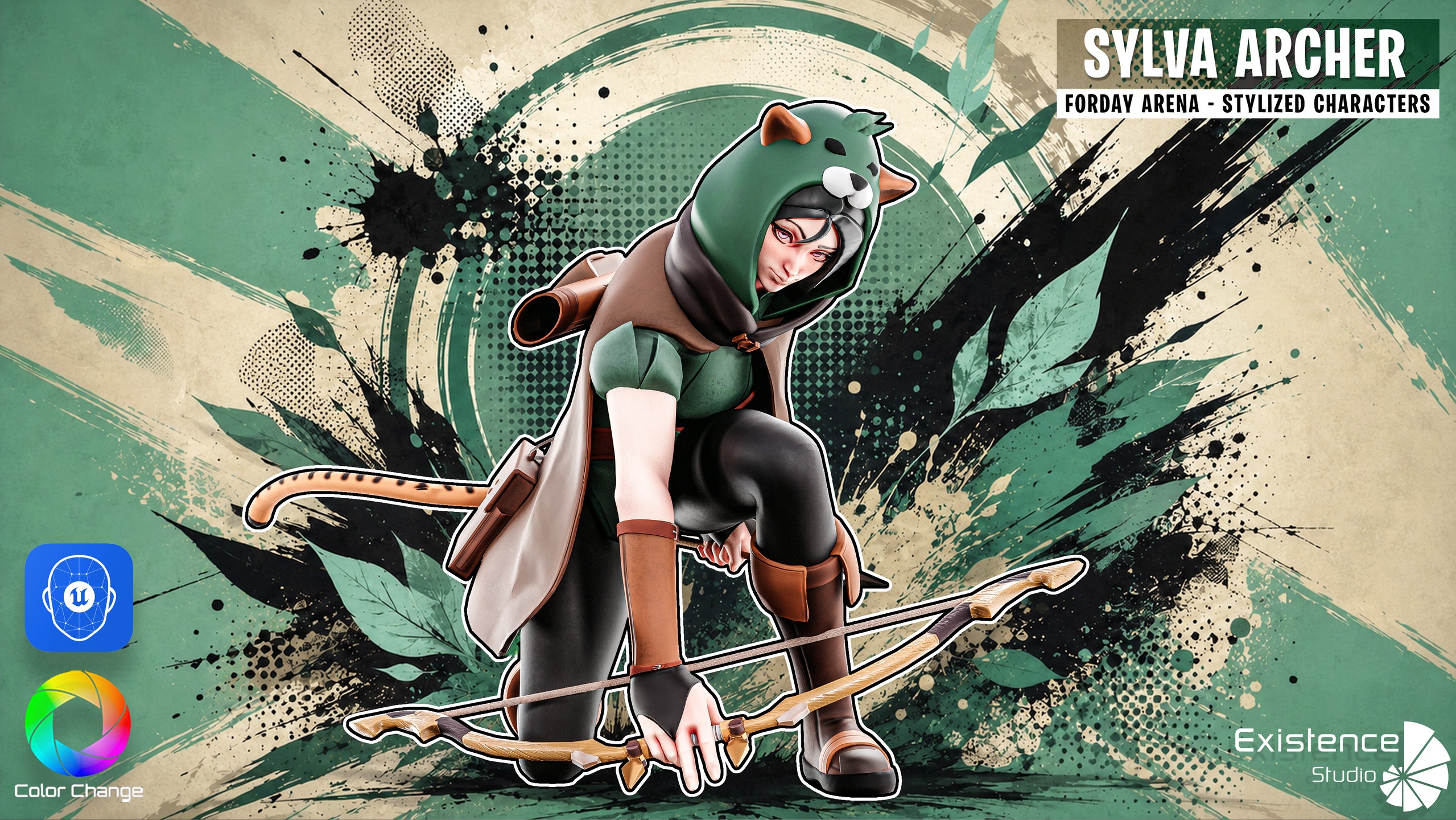 Media 1 for listing Sylva Archer - Stylized Fantasy Catgirl Character with Bow