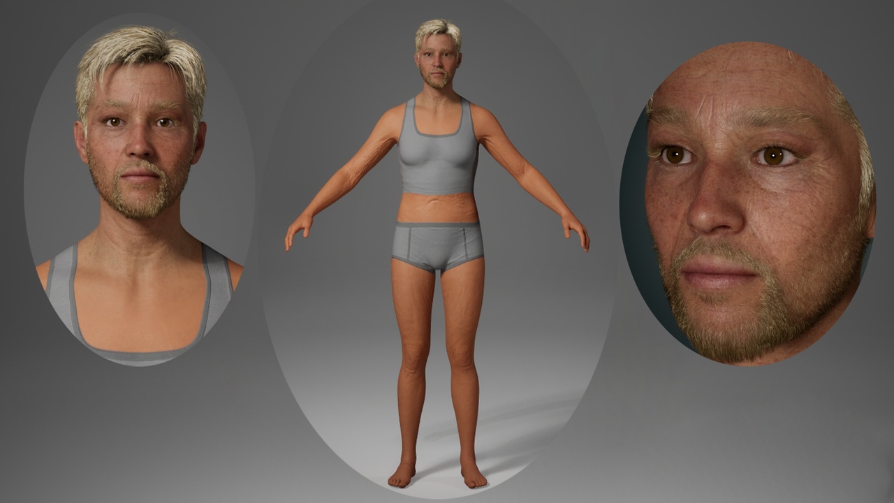 Media 1 for listing Editable MetaHuman elderly character - John.With hair, no clothing included.