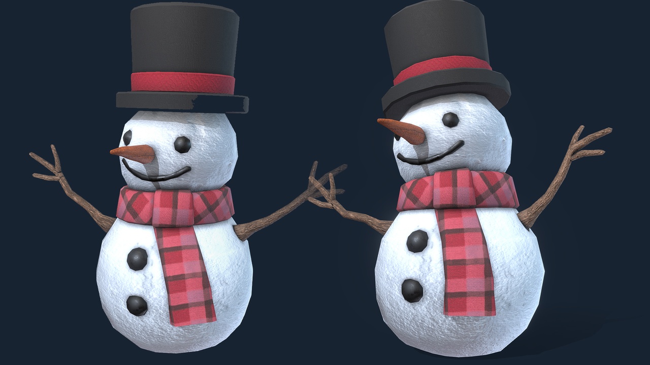 Media 1 for listing Stylized Lowpoly PBR Snowman - Rigged & Animated