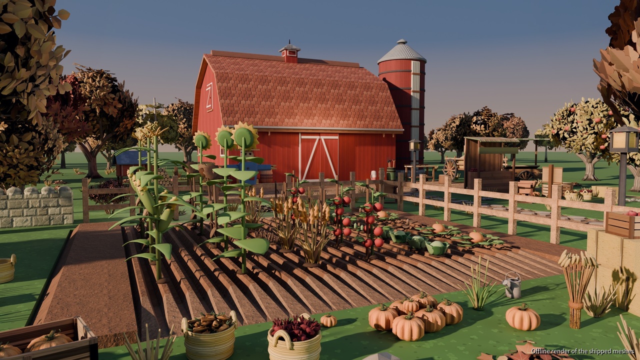 Media 1 for listing Stylized Farm Kit - Modular Barns, Crops & Seasons