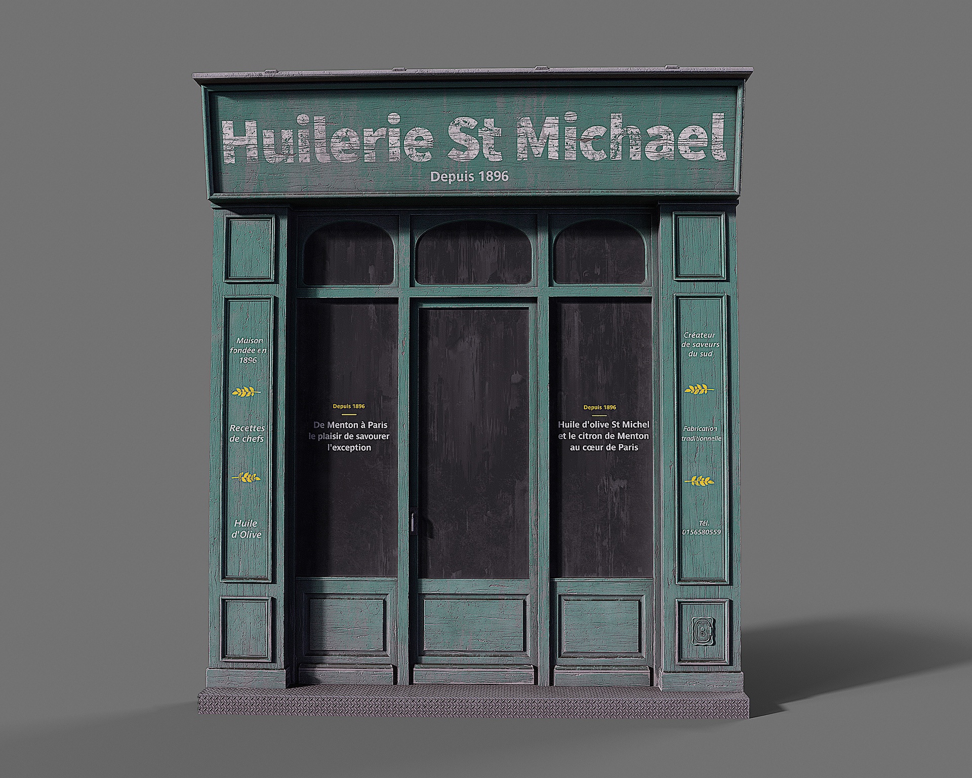 Media 1 for listing Parisian vintage olive storefront