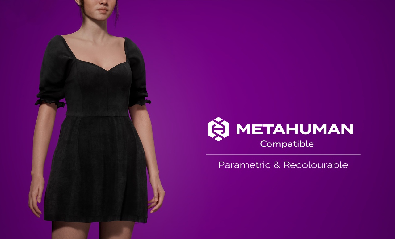 Media 1 for listing Corset Mini Dress (Velvet) - Metahuman Compatible - Blender & FBX