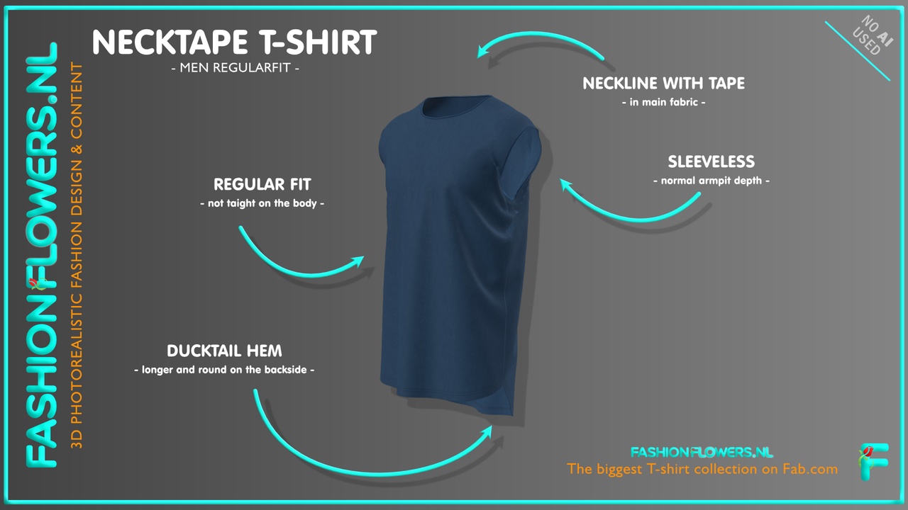 Media 1 for listing Blue Colour Ducktail Sleeveless Round Neck T-shirt | Basic Ducktail Tshirt