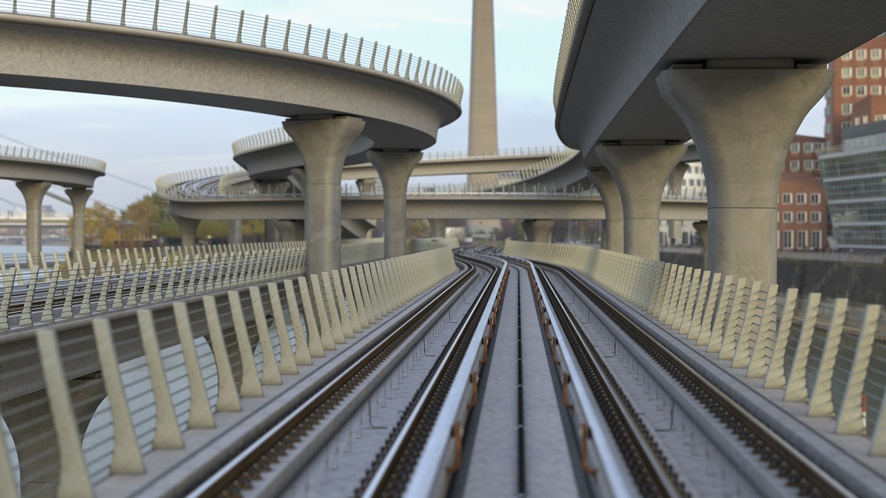 Media 1 for listing Rigged Railroad Track with Dynamic Viaduct System (Cinema 4D)