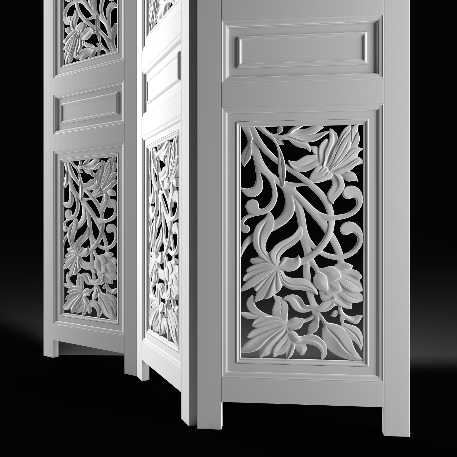 Media 1 for listing Decorative Folding Dressing Screen Room Divider with Carved Panels