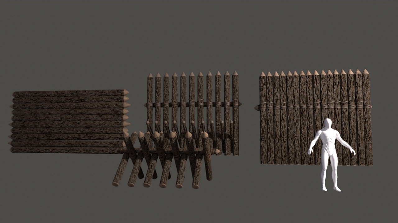 Media 1 for listing Medieval Defense Spikes Fences Walls Low-poly 3D model