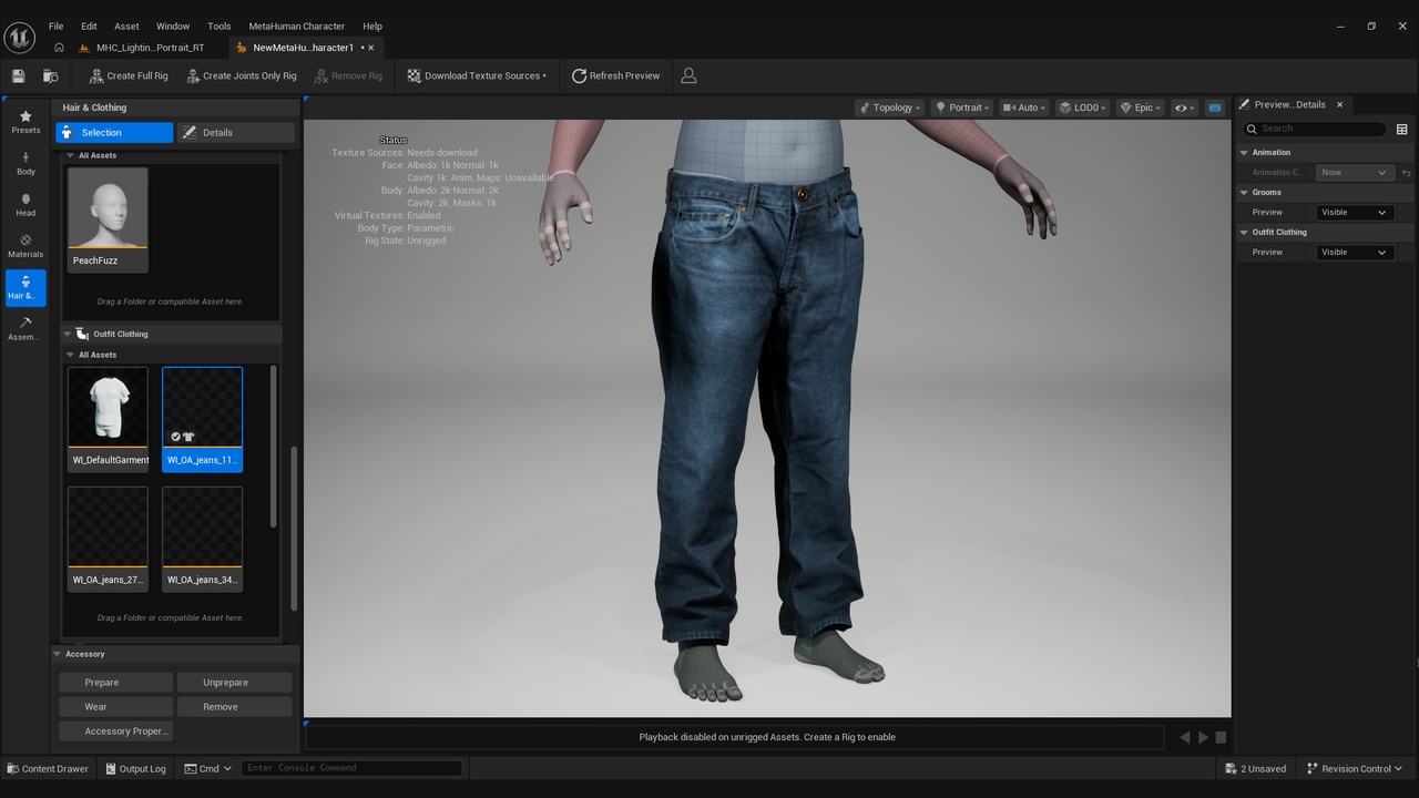 Media 1 for listing 3D Jeans Collection for Metahumans 1 - MHPKG
