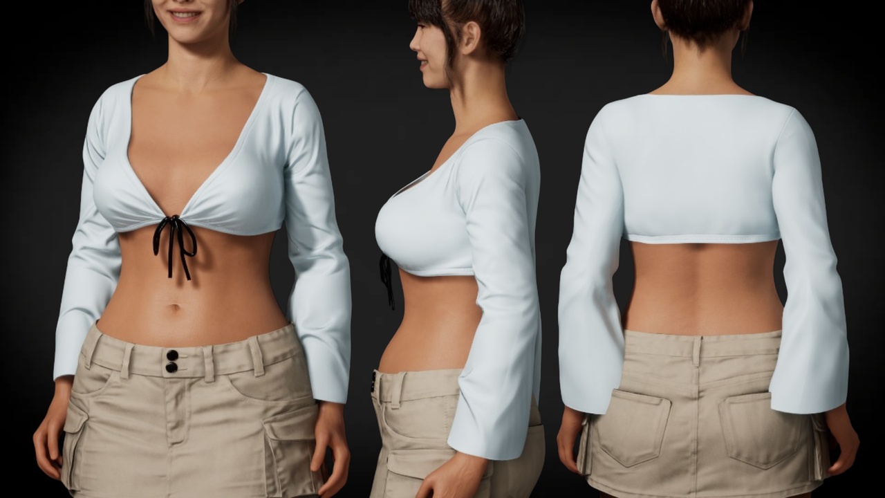 Media 1 for listing Ultimate CropTop Bundle – 15 Modular Female Crop Tops – MetaHuman Compatible