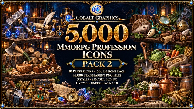 5,000 MMORPG Profession Icons | Arcane Crafts & Gathering - Pack 2 — Cobalt Game Assets