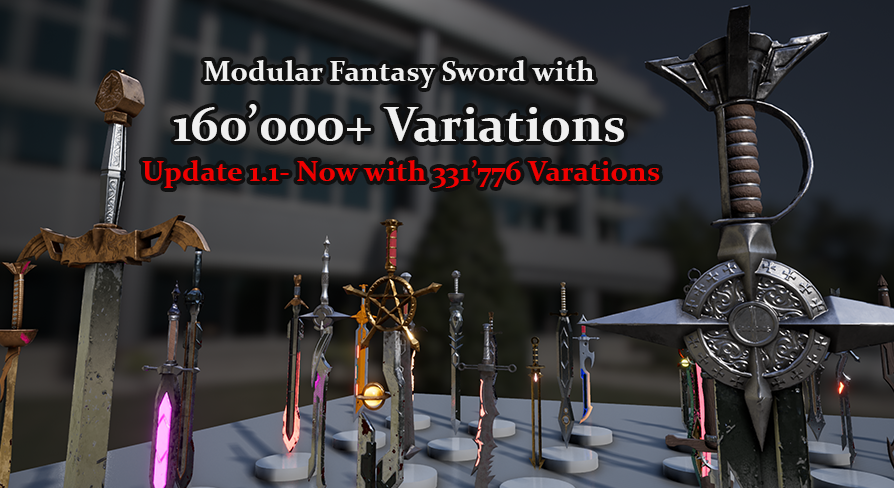 Modular Fantasy Sword with 160,000+ variations | Fab