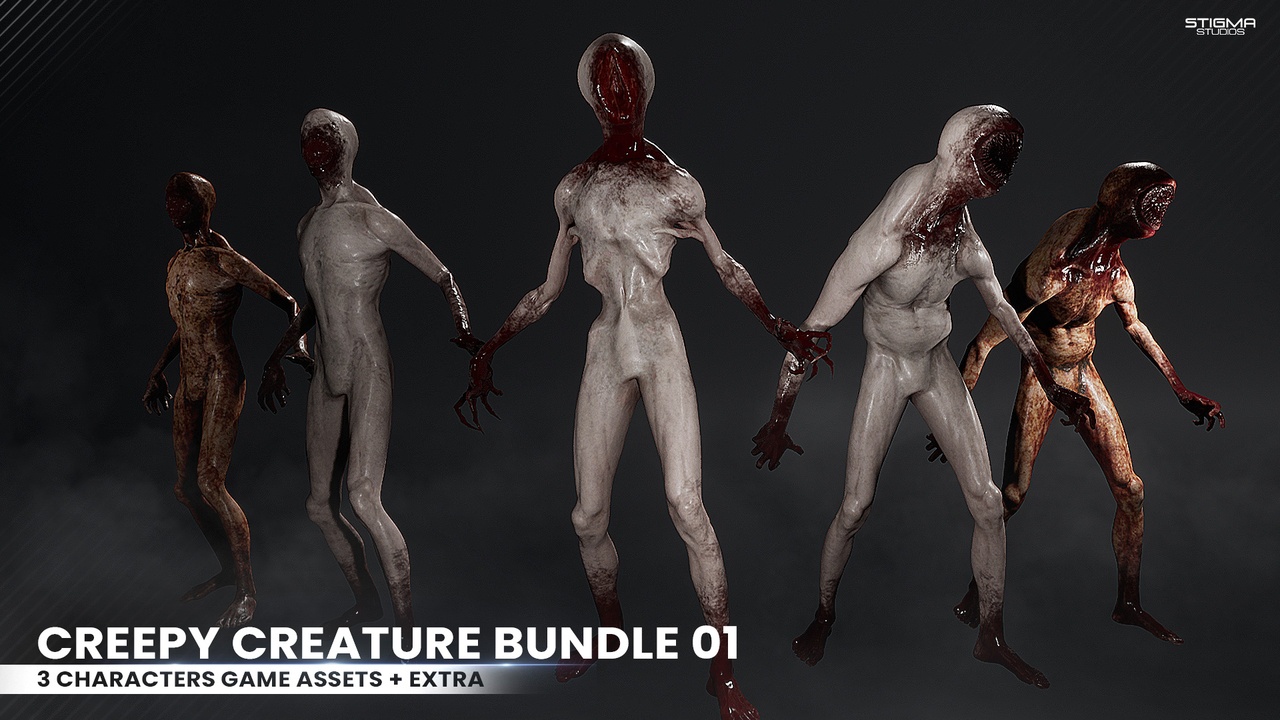Media 1 for listing Creepy Creature Bundle 01 - Game Assets + Extra | STIGMA STUDIOS