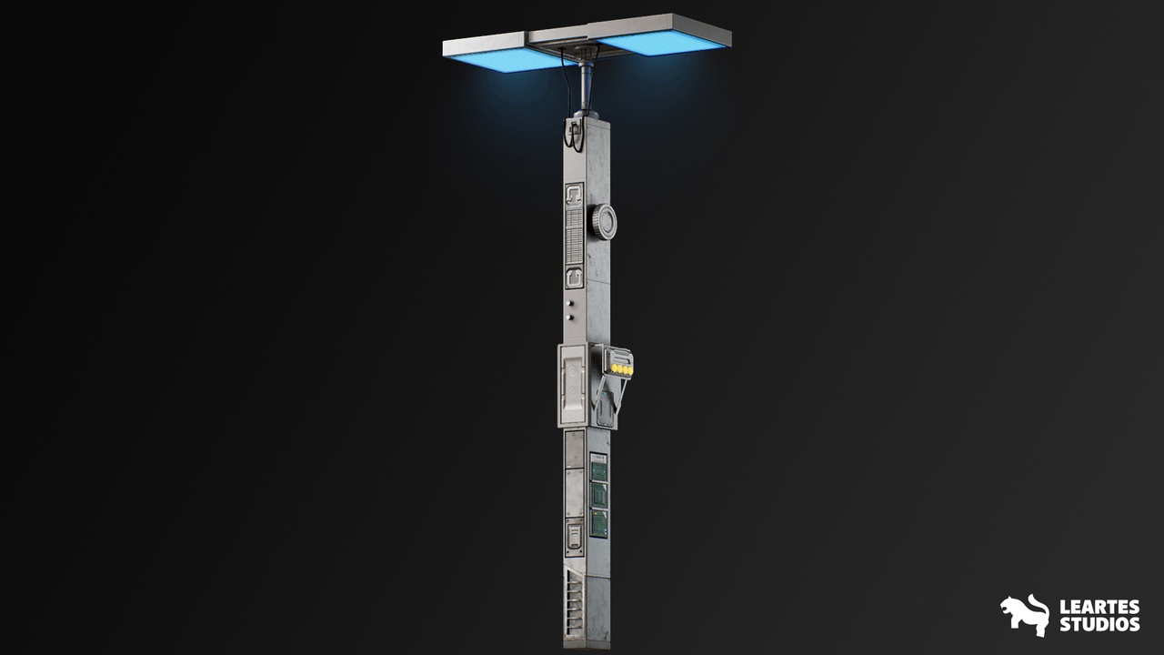 商品 Cyberpunk Street Lights ( Cyberpunk Street Light Lamp Futuristic Fantasy 3D Art) 的媒体 1